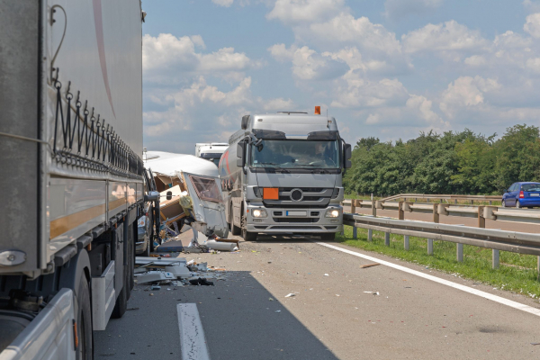 Truck accident on highway