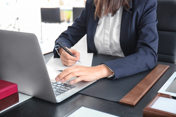 attorney working on a computer